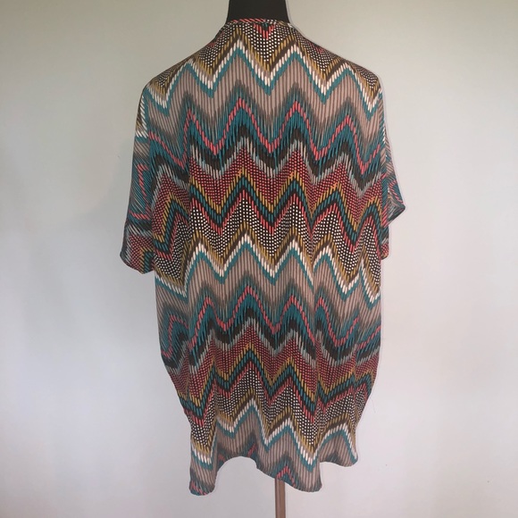 Chevron Boho Open Kimono Caftan Swim Coverup Top - Picture 5 of 5